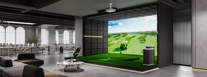 GOLFJOY commercial golf simulator installed in a business venue