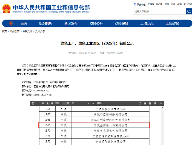 Jintian Copper was Rated as National Green Factory