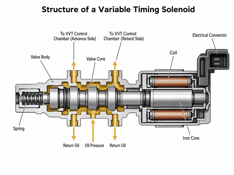 structure of a variable timing solenoid